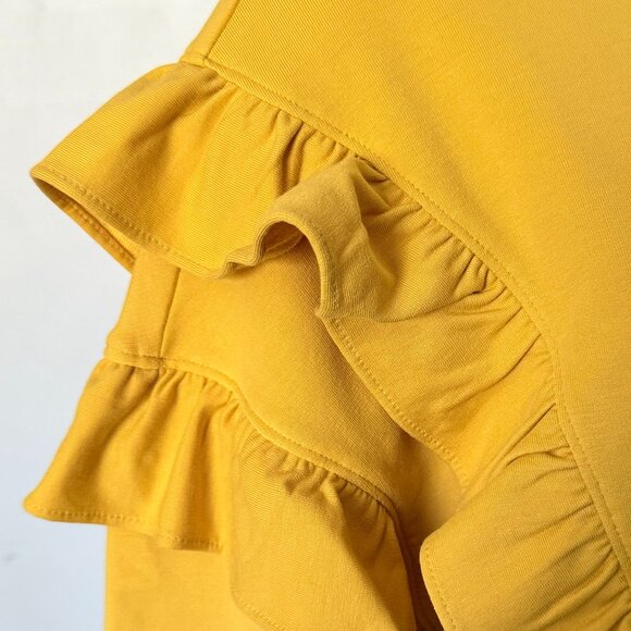 NWT size MEDIUM sweatshirt ANN TAYLOR ruffle mustard YELLOW top new M womens - Picture 5 of 7